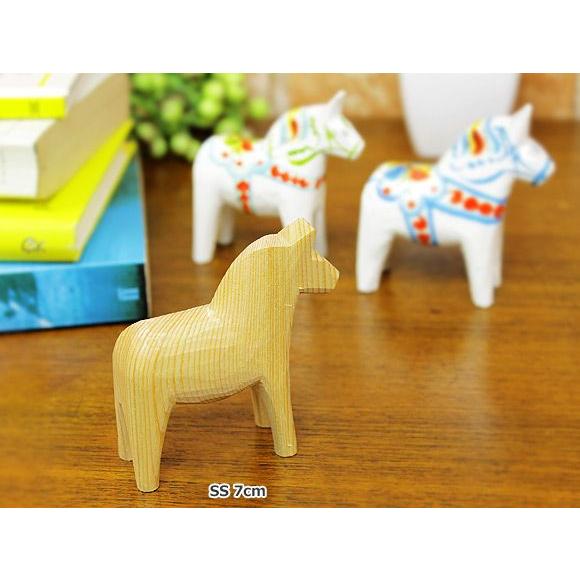 ダーラナホース/ダーラヘスト 置物 ナチュラルウッドピース（無垢/白木