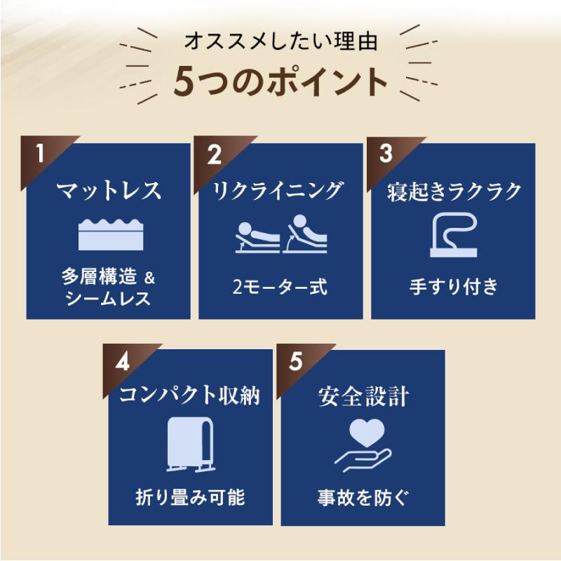 アテックスベッド 電動ベッド 2モーター 収納式 プレミアムベッド 電動