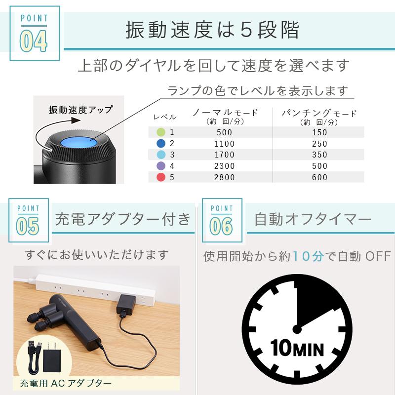 【公式店P10倍】ルルドガン クアトロ アーム付き AX-HX438 振動 ガン 筋膜リリースガン マッサージガン 首 肩 背中 足 足裏 ふくらはぎ フット マッサージ器 | ルルド | 11