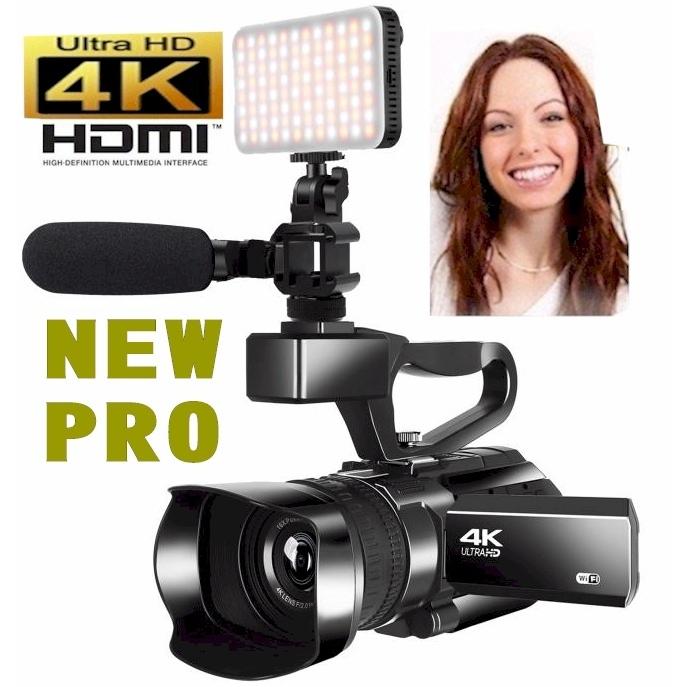 4K デジタルビデオカメラ フルセット 業務用 最新プロ高画質 タッチパネル液晶搭載ナイトビジョンカメラ 業務用撮影ライトと外部マイク付