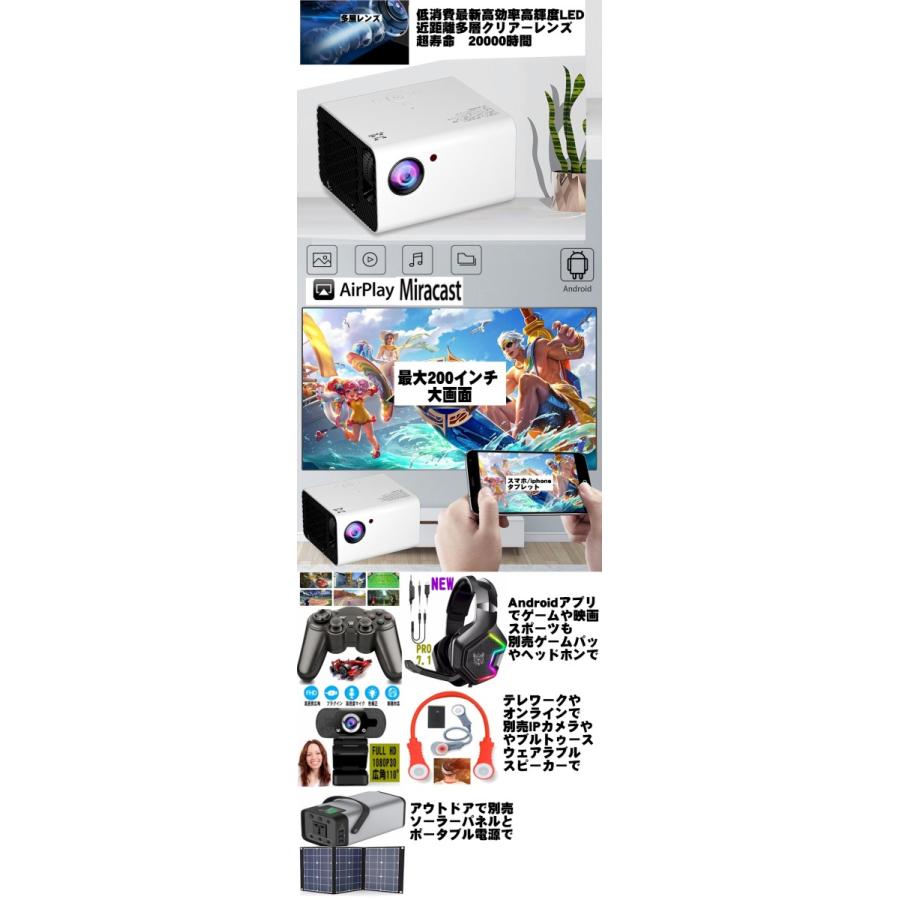 プロジェクター 小型 最新 Android TV OS搭載 天井 スマホ iPhone 短焦点投射 リアルフルHD 1080P Wi-Fi Bluetooth HDMI 業務用 家庭用_4