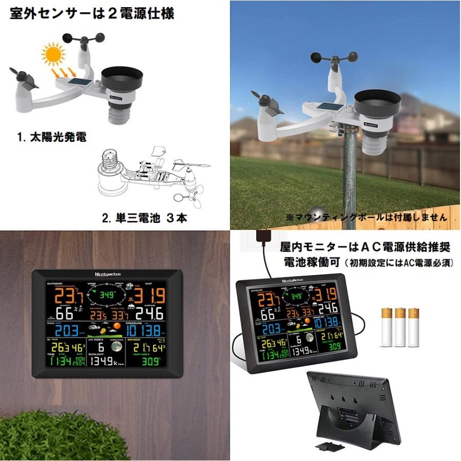 Uzoli 多機能気象ステーション 雨量計 温度計 原子時計 庭 屋外用 ウェザーステーション 気象計セット ワイヤレス スマート 多機能