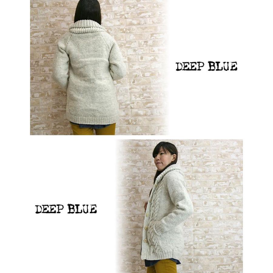 ウール ロング ニットカーディガン ショールカラー ネイビー 紺 毛 ふんわり INVERALLAN」 6A SHAWL COLLAR CARDIGAN INDIGO COTTON インバーアラン