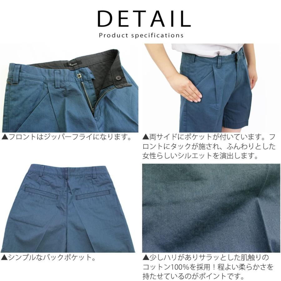 ジョンブル レディース Johnbull タック デニムショーツ ジーンズ ジーパン ひざ上丈 膝上 ショートパンツ ハーフパンツ ショーパン ワークパンツ｜atforest｜04