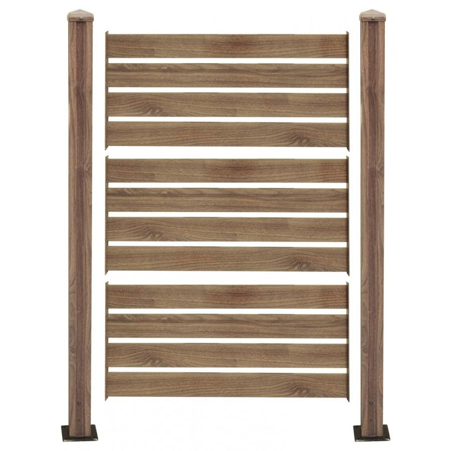 アルミボーダーフェンス1面セット（ミドルタイプ90cm） アルミフェンス横格子 フェンスdiy アルミフェンス 木目調 目隠し 支柱