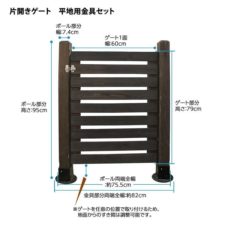 シンプルゲート　セット　片開き・平地用　おしゃれ　目隠し　フェンスdiy木材　フェンスdiy　扉