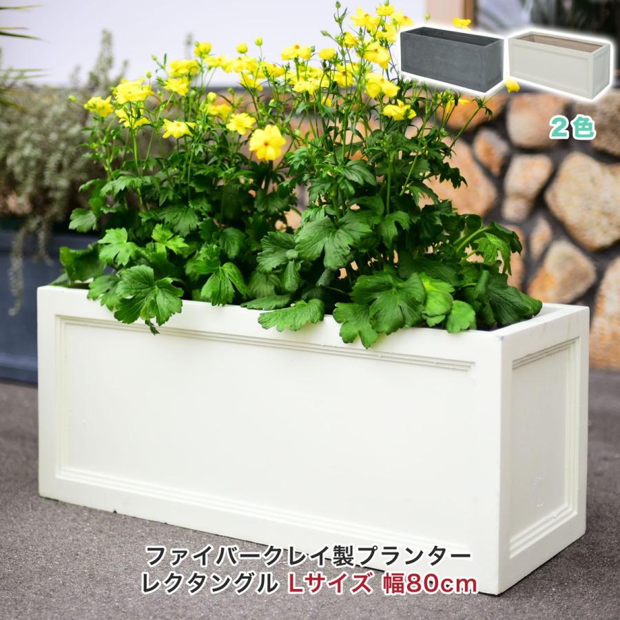 鉢 プランター レクタングル Lサイズ ファイバークレイ : ガーデン