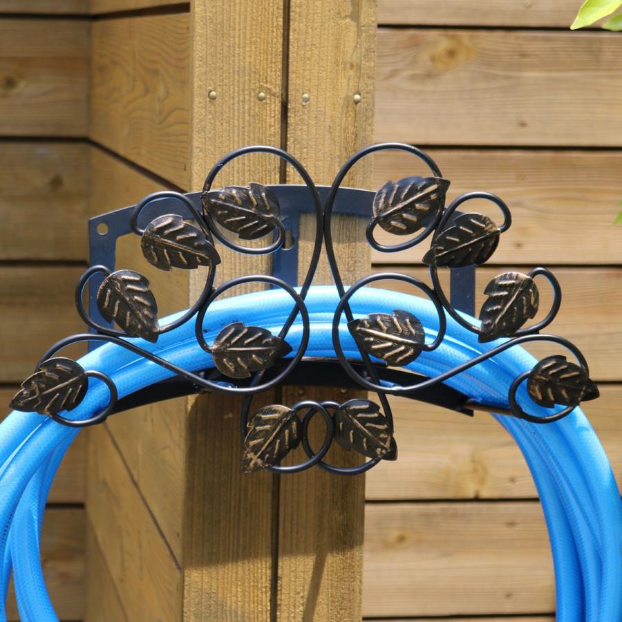 ホースハンガー リーフ アイアン ホースリール ホースホルダー 壁掛け