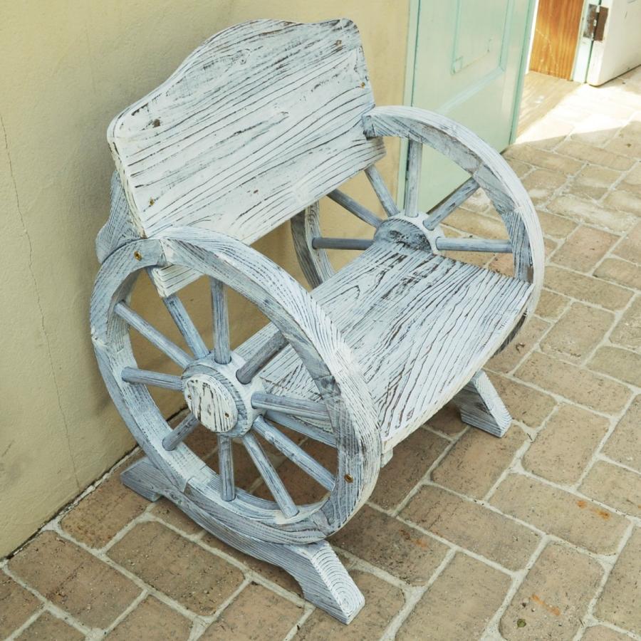 ベンチ 木製ベンチ ウッドホイール風 車輪付きベンチ 幅65cm 1人掛け