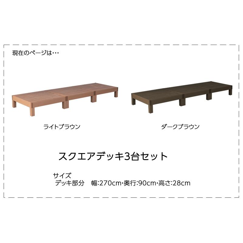 人工木 ウッドプラスチック システムデッキ デッキ3台 : ガーデン 