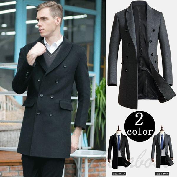 有名人芸能人 チェスターコート メンズ 冬服 秋服 秋冬 細身 ビジネスコート おしゃれ カジュアル ダブルボタン ロングコート ロング丈 メルトンウール コート メンズ チェスターコート ロン ロング丈 メルトンウール コート コート アウター