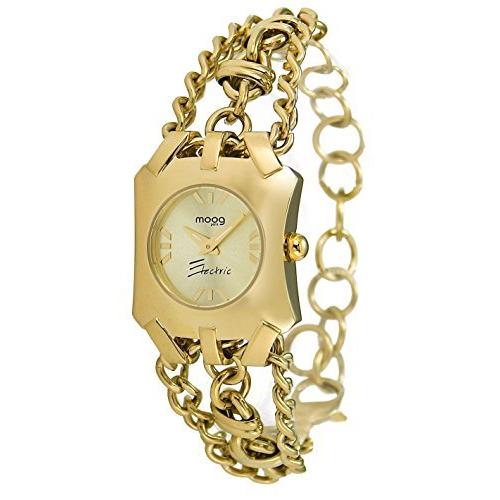 Moogパリ???Electric???Women 's Watch withシャンパンダイヤルでストラップ、ゴールドステンレススチール, Made