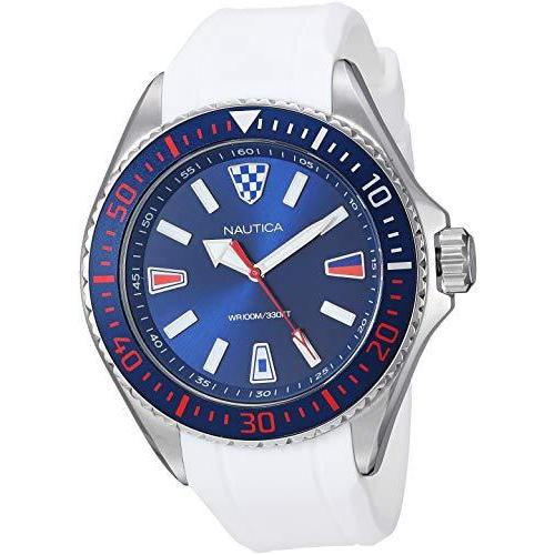 Nautica Men's NAPCPS902 Crandon Park White/Blue Silicone Strap Watch