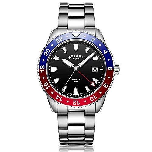 Rotary Men's Watch GMT Henley Stainless Steel Bracelet with 42mm 'Pepsi Dia｜athena8