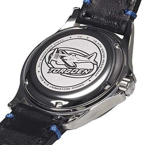 Torgoen T9 Blue GMT Pilot Watch | 42mm - Black Leather Strap