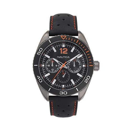 Nautica Men's Key Biscayne Multi Stainless Steel Japanese-Quartz Leather St