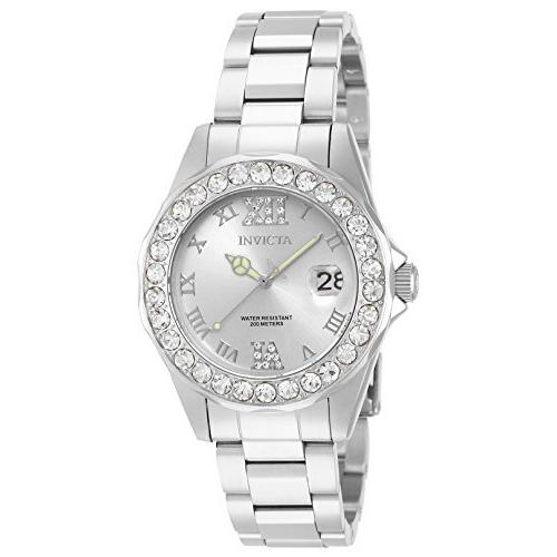 Invicta Women's Pro Diver 38mm Stainless Steel Quartz Watch, Silver (Model: