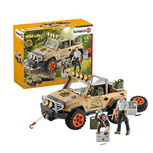 Schleich Wild Life Off-Road Jeep with Rope Winch 17-piece Playset for Kids