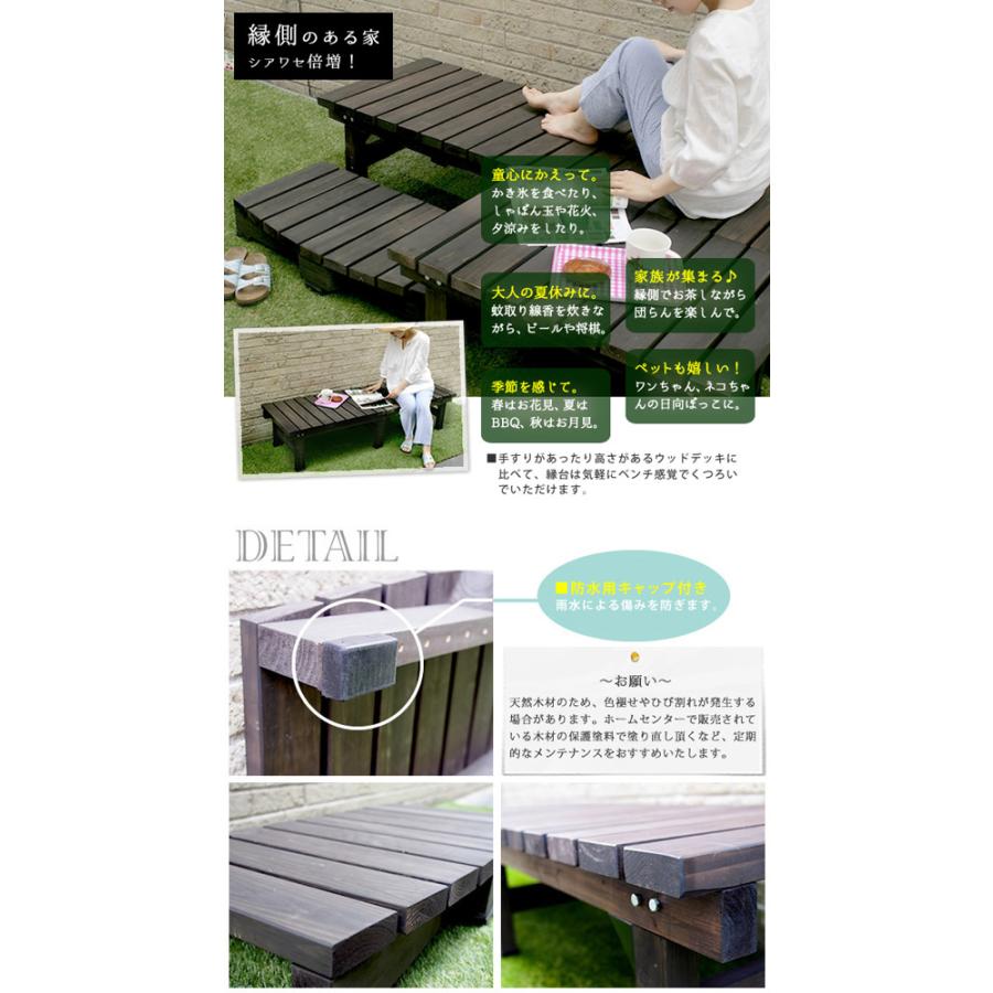 ウッドベンチ 木製 [デッキ縁台 180×58 DE-180] 屋外用／同梱不可