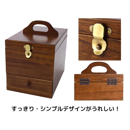 国産木製コスメティックボックス L／同梱不可・代引き不可