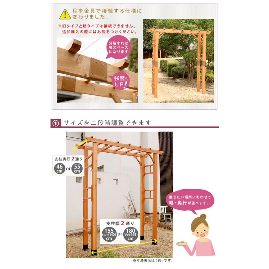 ガーデニングアーチ 木製 [フレックスパーゴラ 3台セット FLPG-R1900-3P]／同梱不可・代引き不可_3