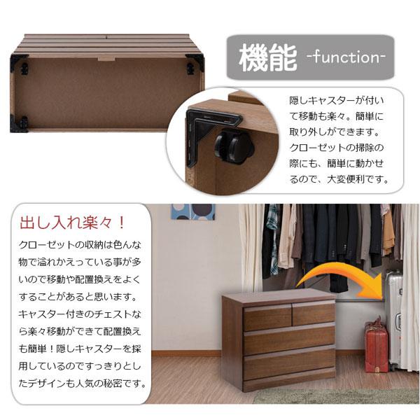 クローゼットチェスト 幅80 3段 ［幅80×奥行40×高さ65 押入れ収納