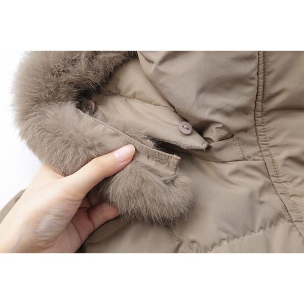 ラビットファー付きダウンコート M〜3L ［レディース フード付き 秋冬  