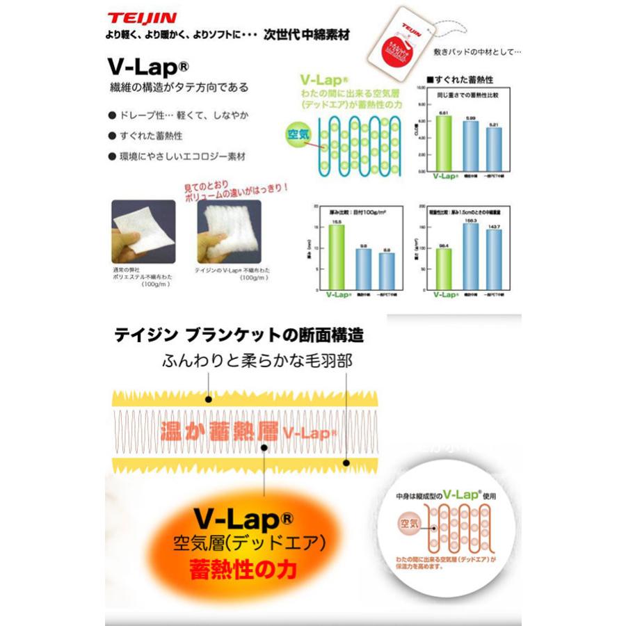 【在庫有】テイジン V-lap あったか掛け敷きセット シングル ［なめらかな肌ざわり あったか掛毛布＆敷パッドセット］／同梱不可・代引き不可｜athenesys｜03