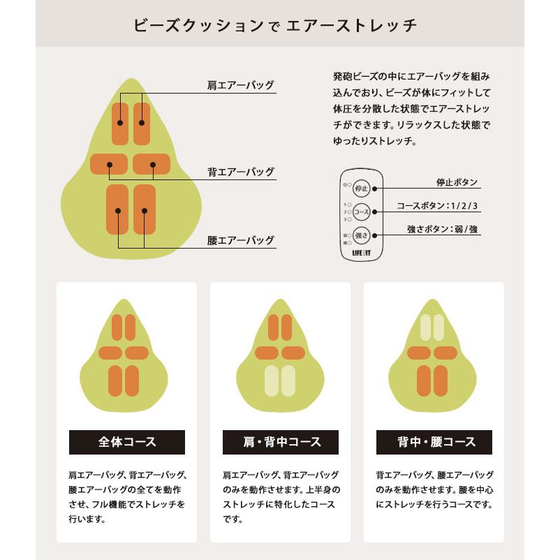 LIFE FIT ストレッチクッション Fit019 [肩・背中・腰のストレッチができるビーズクッション リラックスタイムにストレッチ]の画像