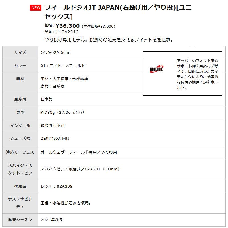 MIZUNO（ミズノ） フィールドジオ JT JAPAN 右投げ用 やり投