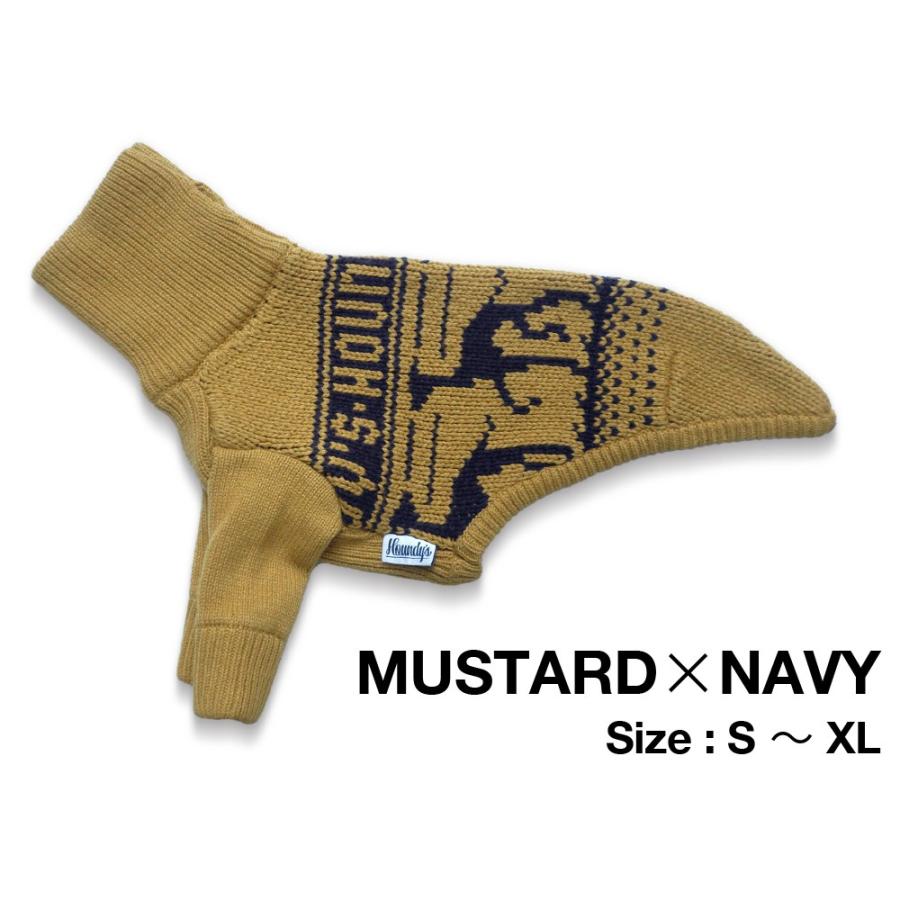 イタグレ 服 イタグレ柄セーター:マスタード×ネイビー イタリアン