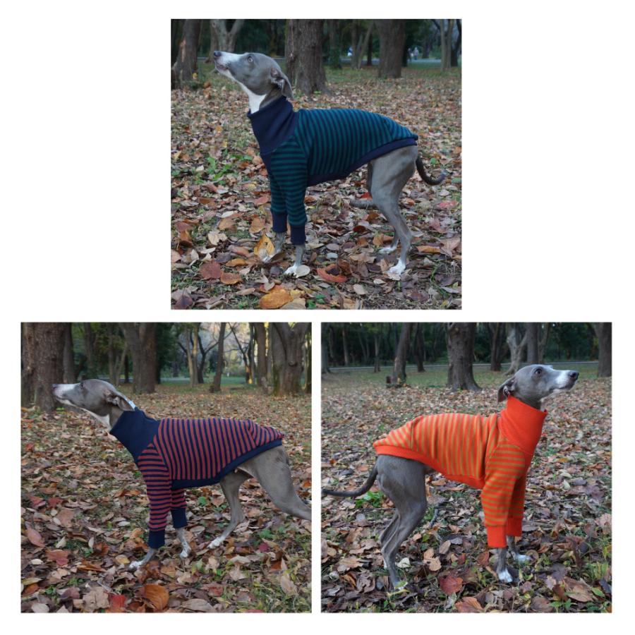 イタグレ 服 名入れサイトハウンドプリント ボーダーロングスリーブ