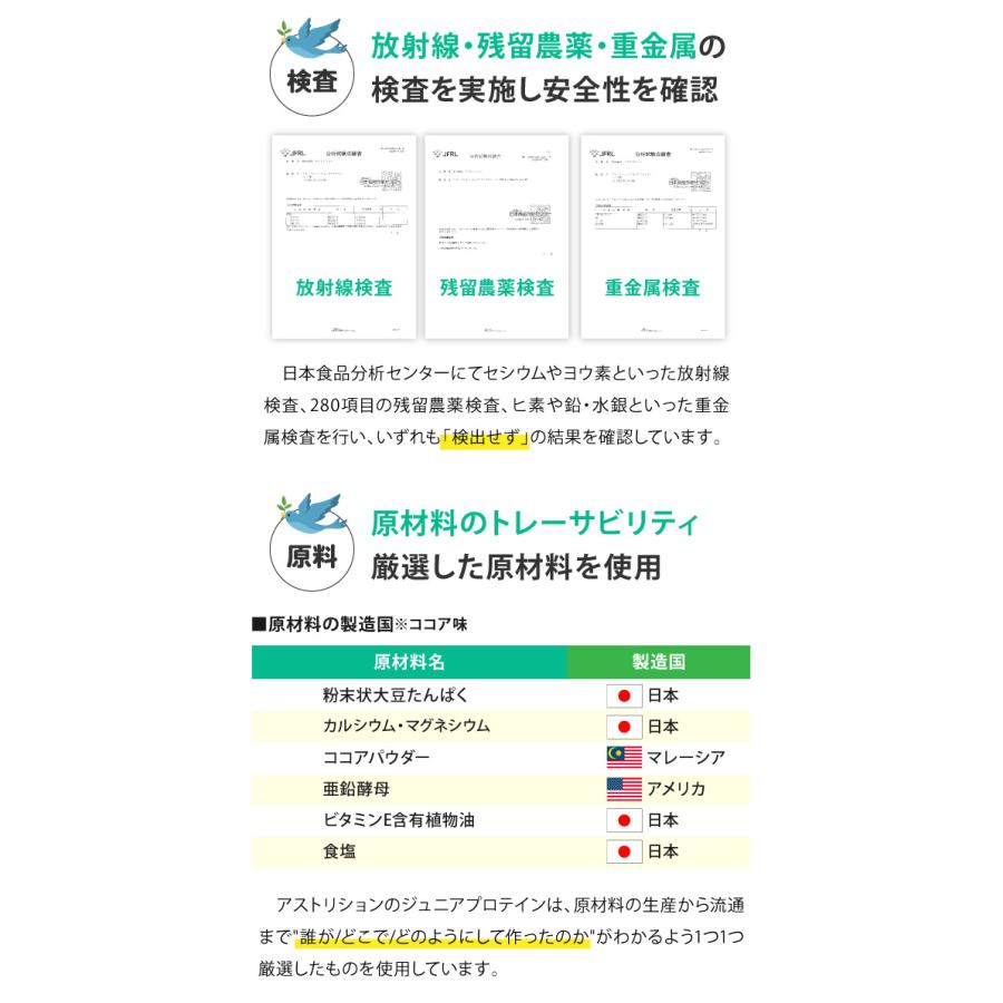 数量限定 アストリション ジュニアプロテイン 子供用 中学生 小学生 人工甘味料無添加 身長 亜鉛 大豆 バナナ味 60食分｜athtrition｜17