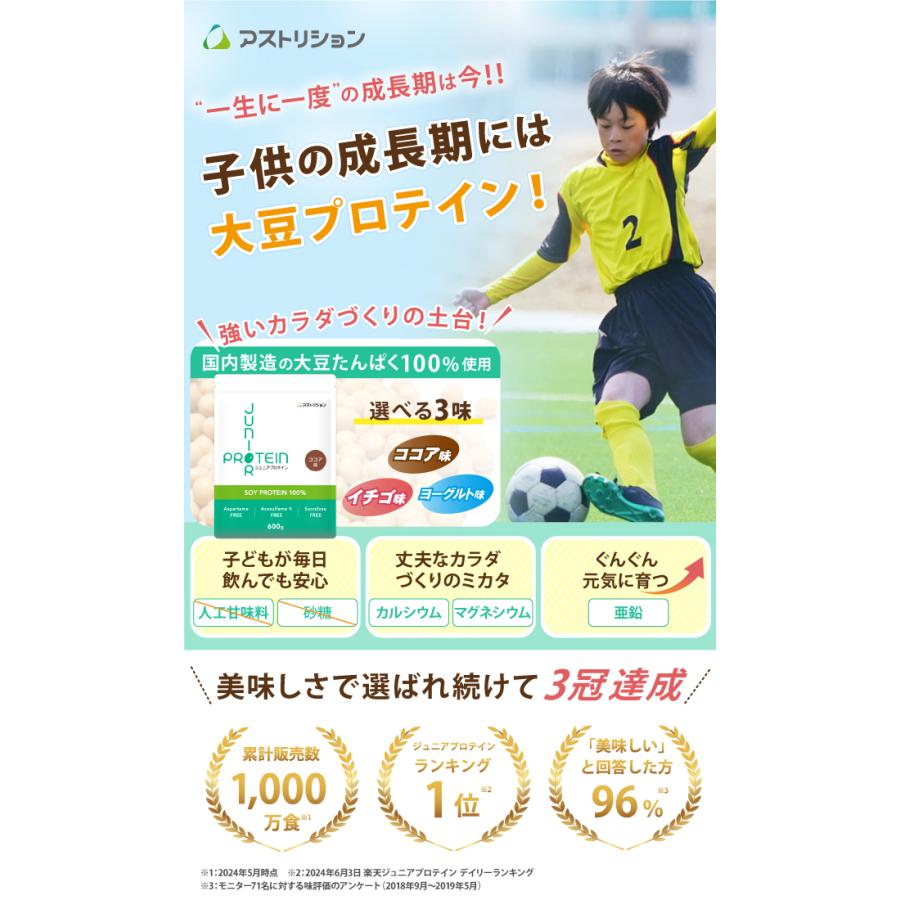 アストリション ジュニアプロテイン お試しセット 3味×各2包 人工甘味 