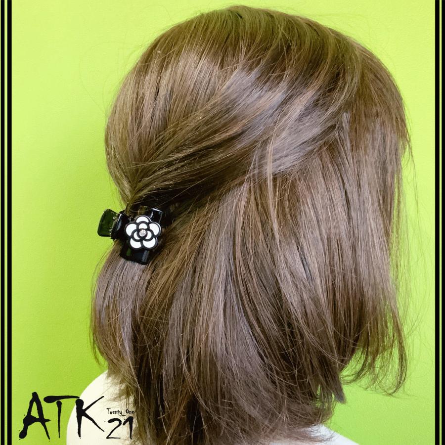 カメリアモチーフ スクエア バンスクリップ 程よい大きさ 小さ目 しっかりホールド 髪留め 簡単ヘアアレンジ レディース ヘアアクセサリー Hbm Atk21 通販 Yahoo ショッピング