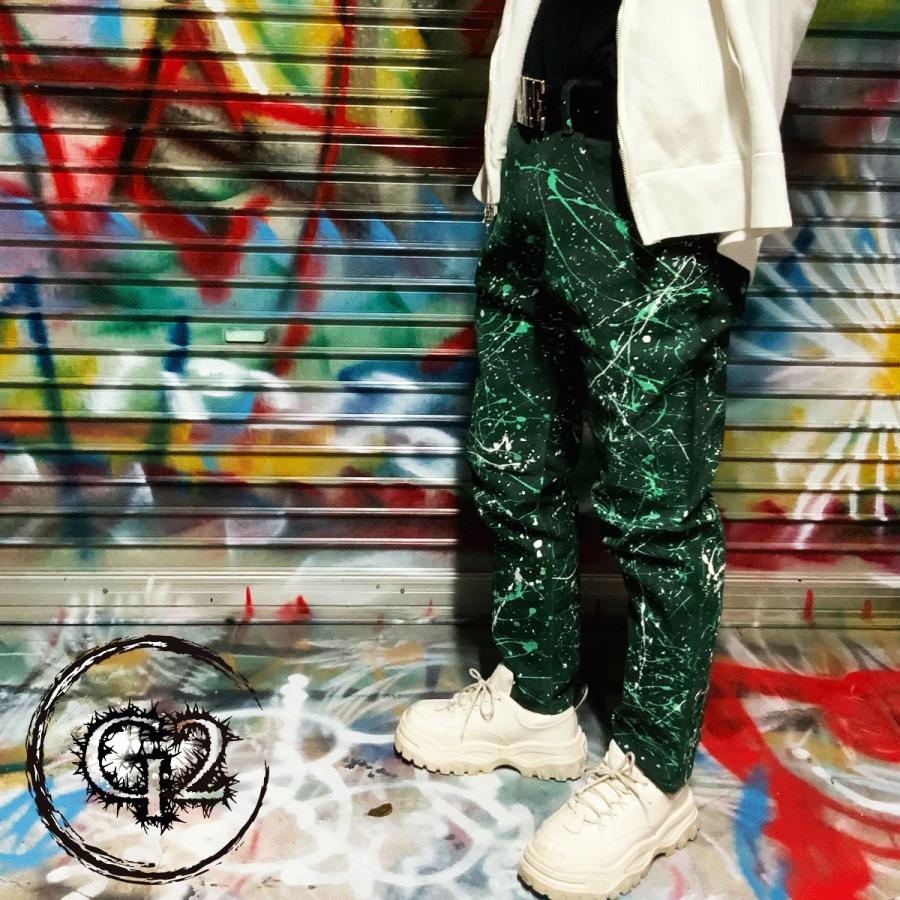 リメイクペイントデニムパンツ デニムパンツ Gu ストレッチスリムジーンズ ブラック デニム メンズ ファッション Atk21 Rp1003 Atk21 通販 Yahoo ショッピング