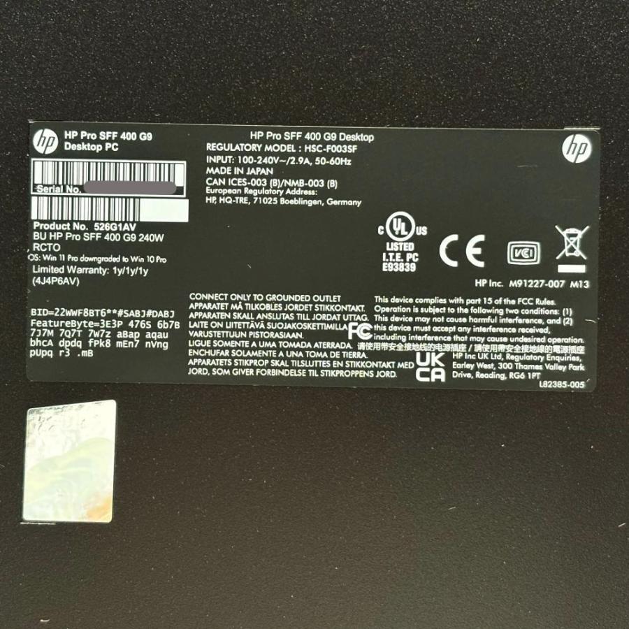 エイチピー HP デスクトップパソコン Pro SFF 400 G9 Windows11 64