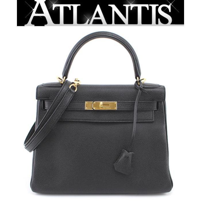 HERMES（エルメス） 広尾店 美品 ケリー28 トゴ 黒 ゴールド金具 Q刻印