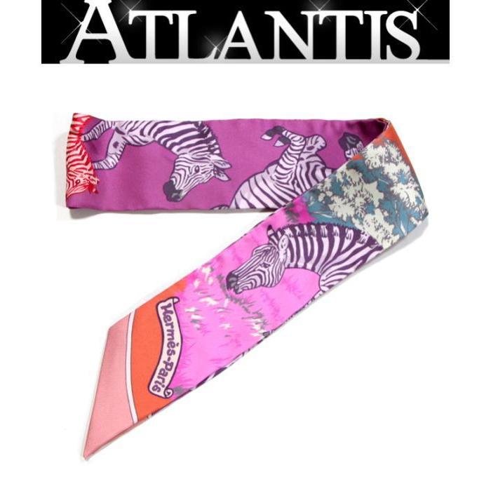 エルメス HERMES ツイリー スカーフ ゼブラ柄 シルク ピンク