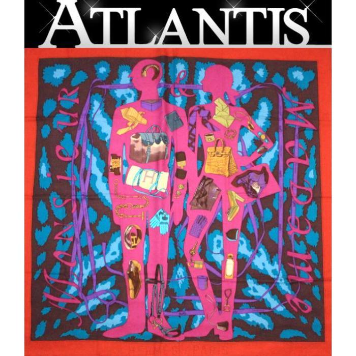 広尾店 エルメス Hermes 赤系 カレ140 広尾店 大判スカーフ ストール ムッシュ マダム