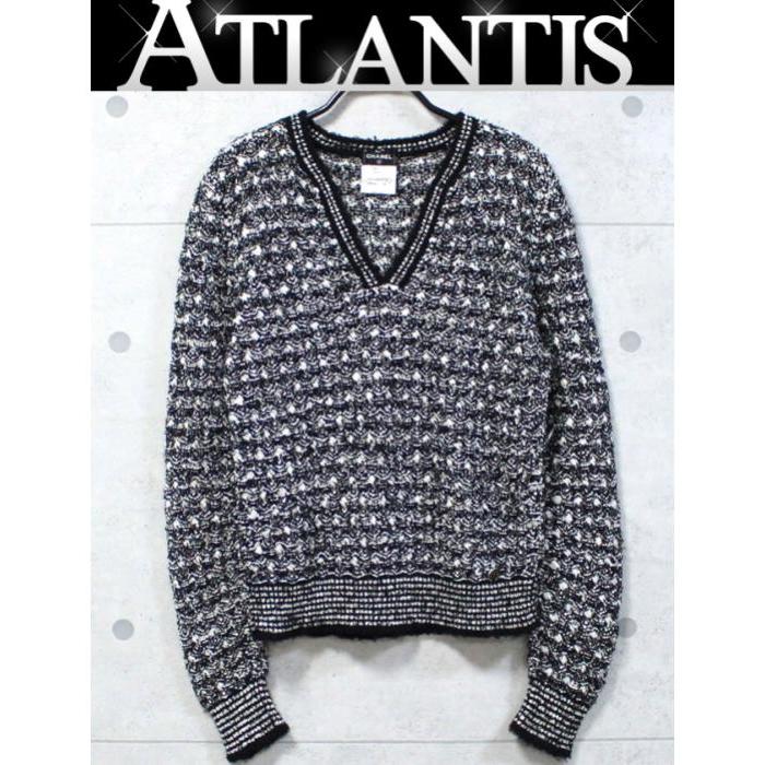 広尾店 Mp4 シャネル Size36 Chanel Vネック セーター パイル ニット セーター 12a Mp4 Size36 Atlantis