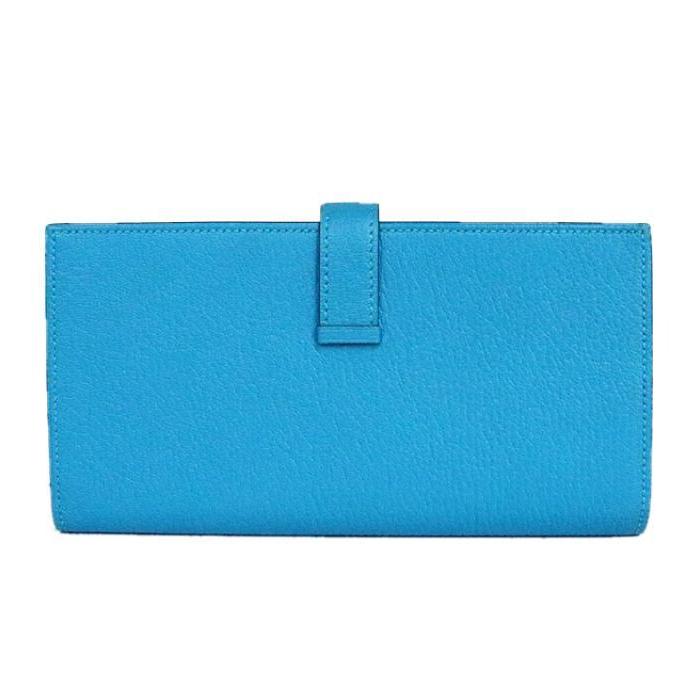 中古 エルメス HERMES レディース 長財布 ブルーアズテック シェーブル  