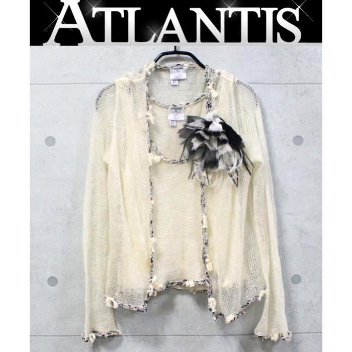 広尾店】シャネル コサージュ付き アンサンブル ニット カシミヤ 