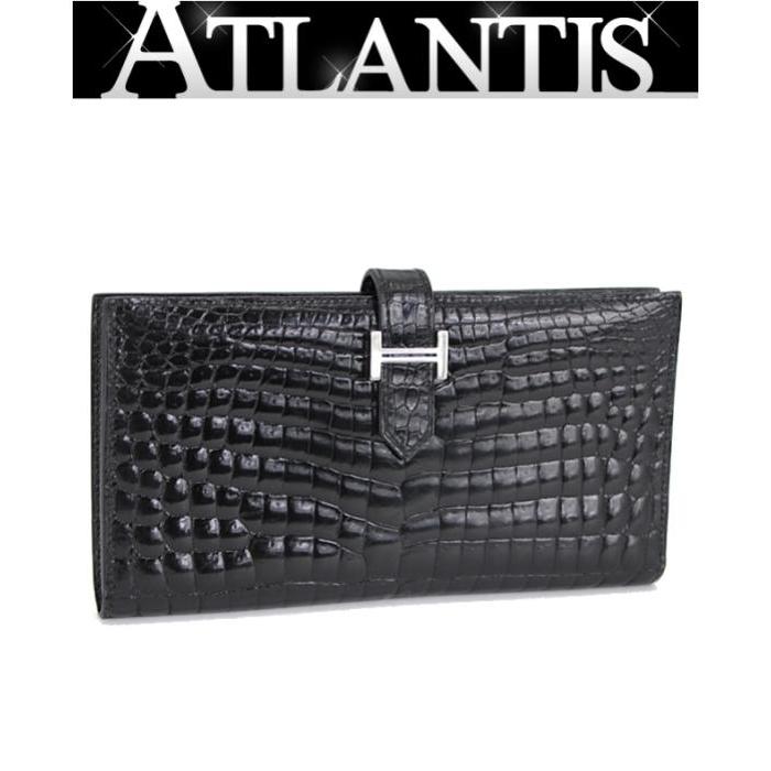 HERMES 【広尾店】エルメス ベアン クラシック クロコ ニロティカス 黒  