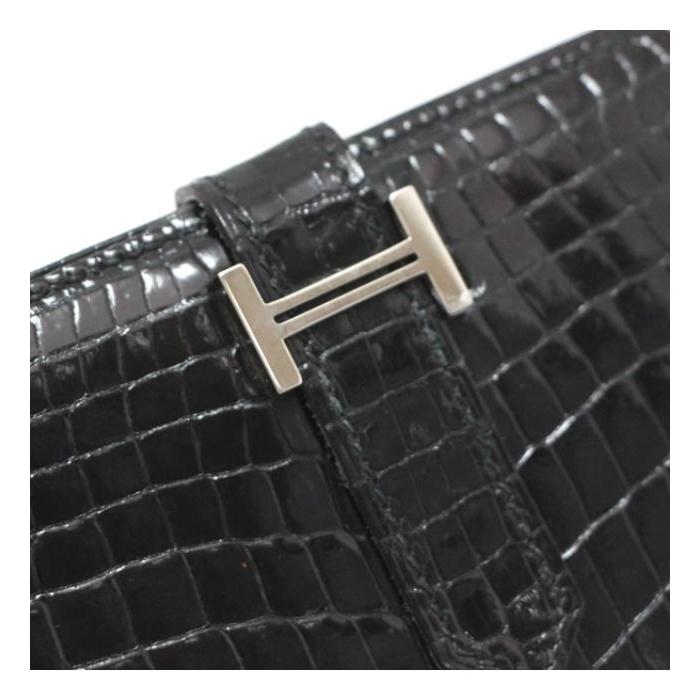 エルメス 長財布 ベアン 黒 ニロティカス HERMES（エルメス） ベアン クラシック Hロゴ 二つ折り 長財布