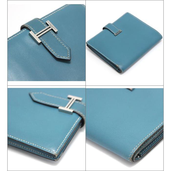 美品 HERMES エルメス ベアンミニ Y刻印 ウォレット 財布 ブルージーン HERMES（エルメス） 【広尾店】エルメス ベアン コンパクト カーフ