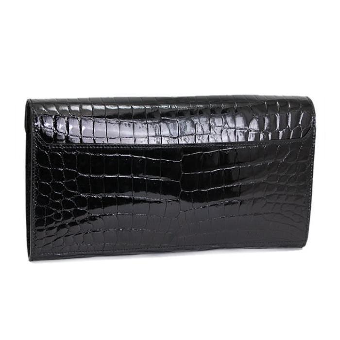 【レア/近未使用】エルメス ボンドストリート（ファコ）クラッチバッグ ブラック HERMES（エルメス） 【広尾店】エルメス グッドロック クロコ ソー