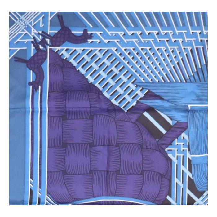 ｛美品｝エルメス カレ90 赤道直下　ブルー HERMES（エルメス） 【広尾店 】エルメス カレ90 スカーフ
