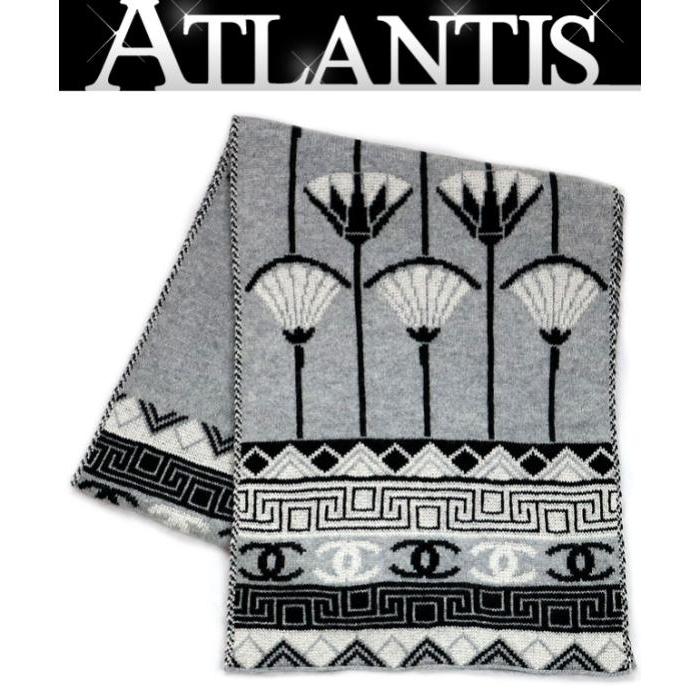 CHANEL 【広尾店】シャネル ココマークカシミアマフラー グレー系