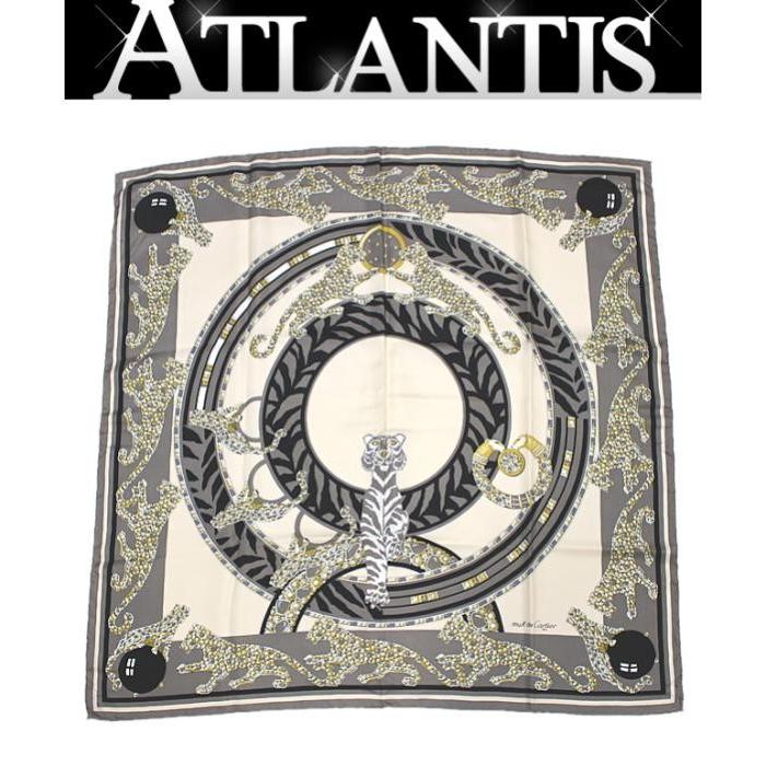 Cartier（カルティエ） 美品 スカーフ パンサー&タイガー シルク100